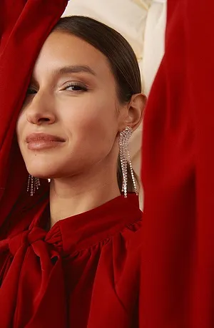 Dames - Oorstekers met steentjes van glaskristal - zilverkleurig