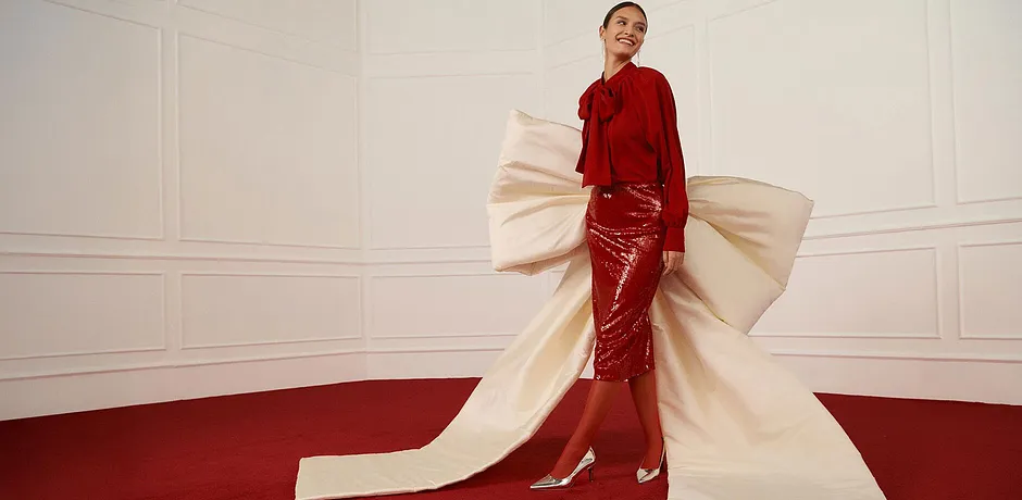 Dames - Blouse met strik - chilirood