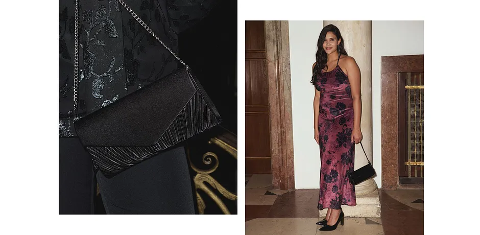 On trend - Maxi jurk van glanzend fluweel - wijnrood gebloemd