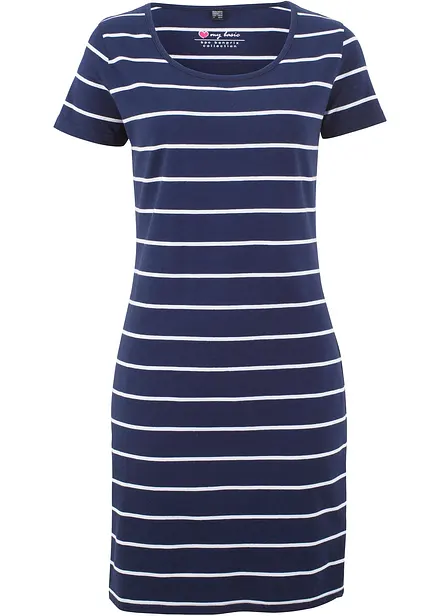 Stretch jersey jurk, korte mouw