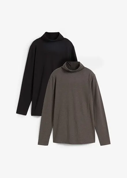 Longsleeve met col in een katoenmix (set van 2)