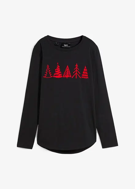 Katoenen longsleeve met kerstmotief