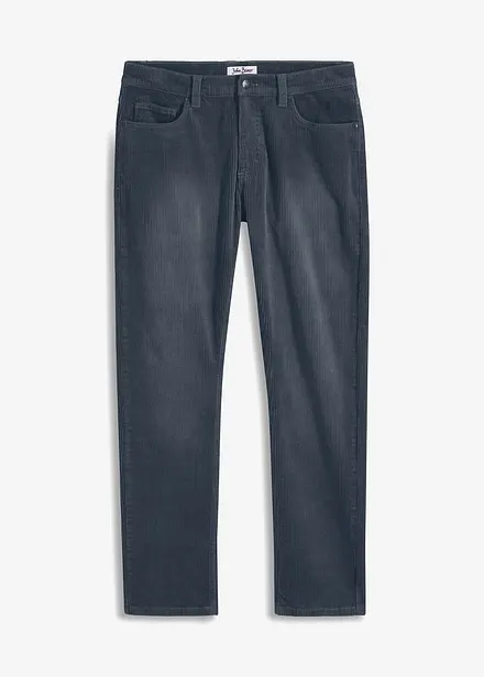Regular fit stretch corduroy broek in washed out look, straight