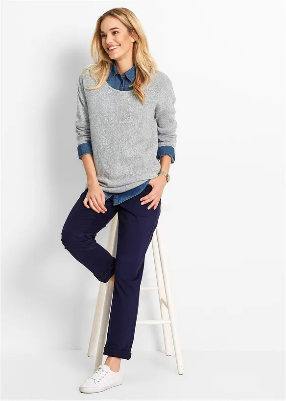 Twill broek van elastisch katoen, bonprix