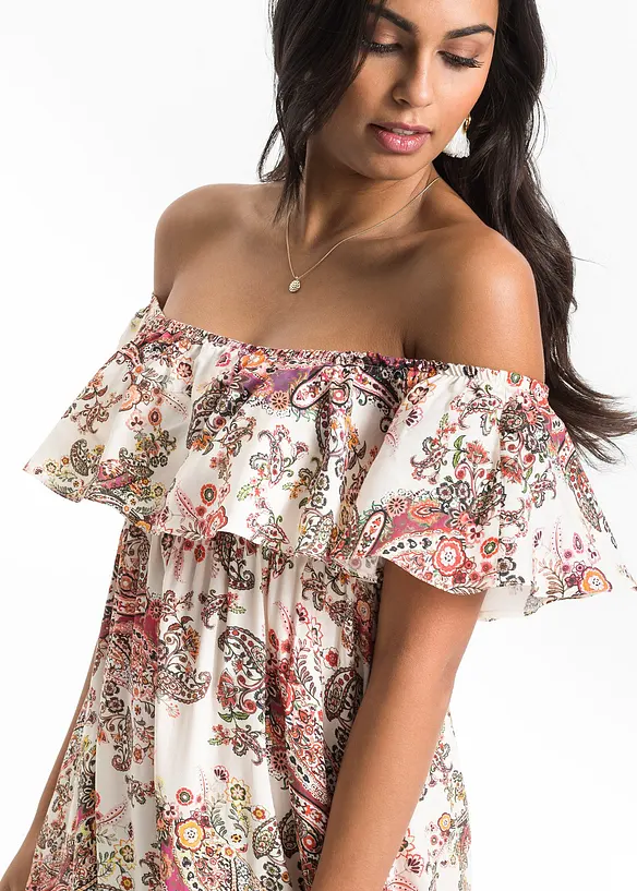 Carmen jurk van soepele viscose, bonprix
