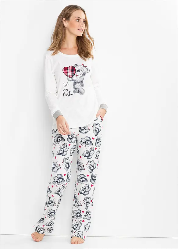 Pyjama met flanellen applicatie (2-dlg.), bonprix