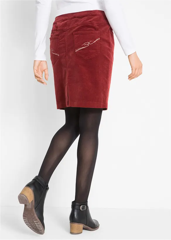 Stretch corduroy rok met een comfortabele band, bonprix