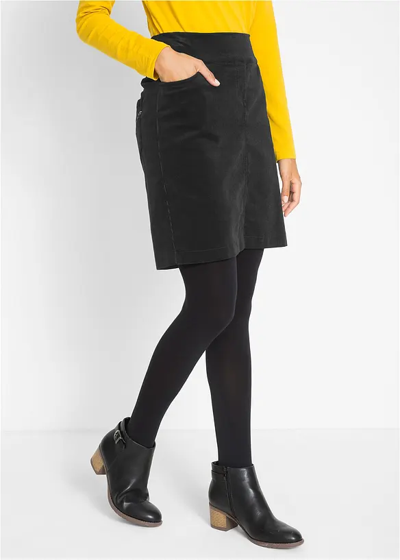 Stretch corduroy rok met een comfortabele band, bonprix