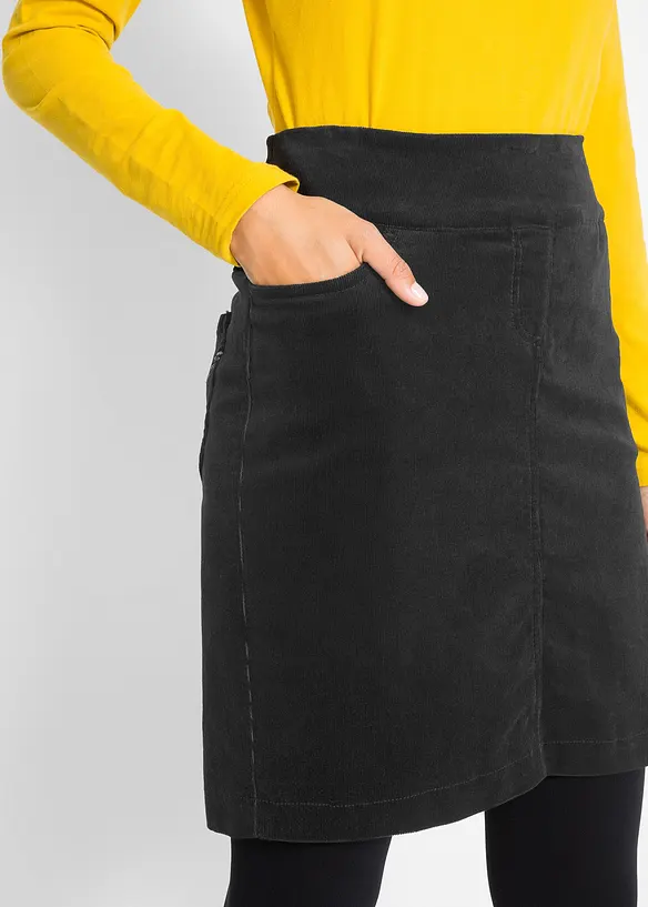 Stretch corduroy rok met een comfortabele band, bonprix