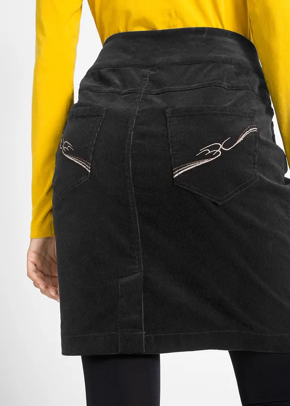 Stretch corduroy rok met een comfortabele band, bonprix