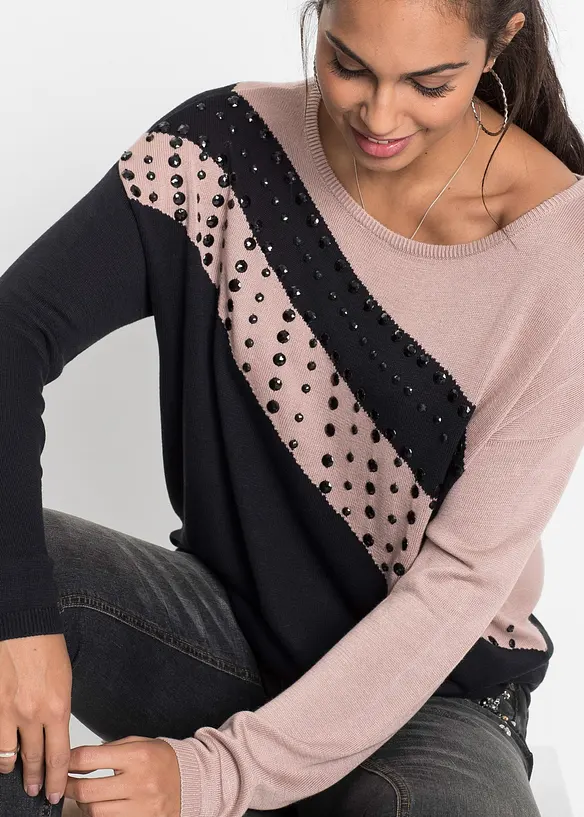 Oversized trui met applicatie, bonprix