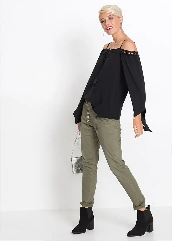 Schouderloze blouse van vloeiende viscose, bonprix