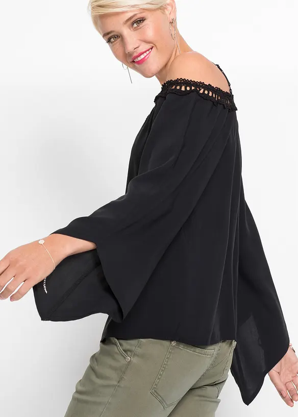 Schouderloze blouse van vloeiende viscose, bonprix