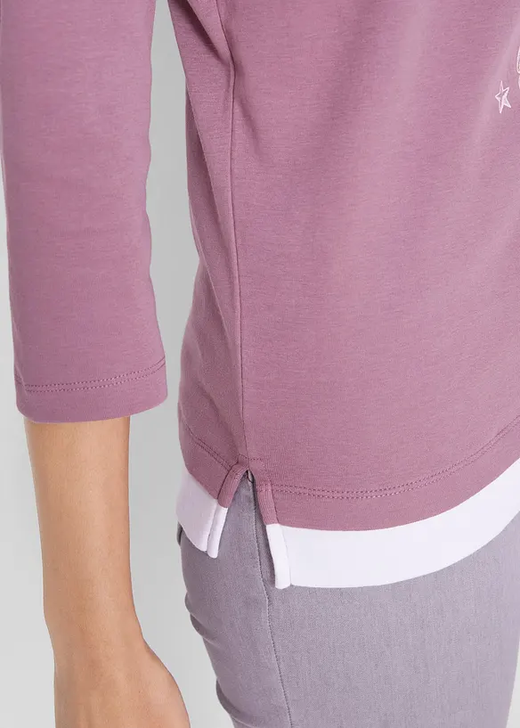 2-in-1 shirt van katoen, 3/4 mouw, bonprix
