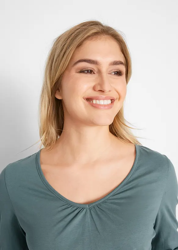 Katoenen longsleeve met elastiek van katoen, bonprix