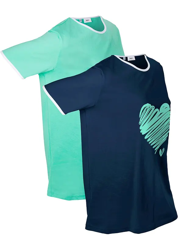 Lang shirt (set van 2), korte mouw, bonprix
