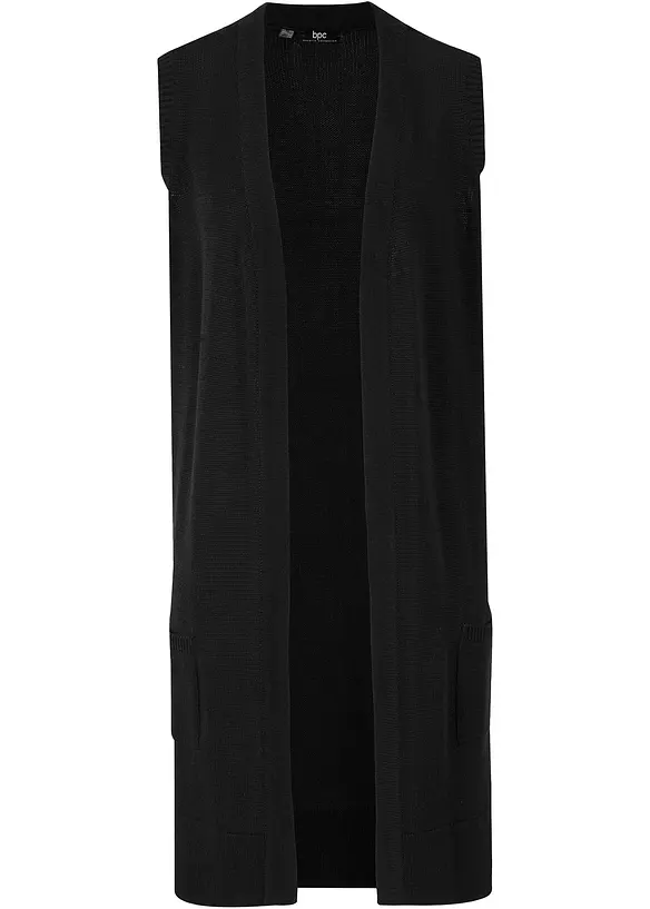 Lang, mouwloos vest met zakken, bonprix