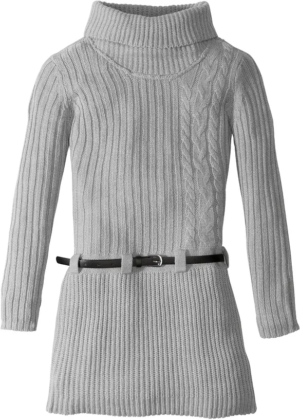 Gebreide jurk met ceintuur (2-dlg. set), bonprix