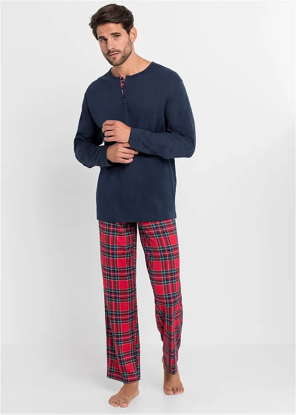 Pyjama van biologisch katoen met lange mouwen en knoopsluiting, bonprix