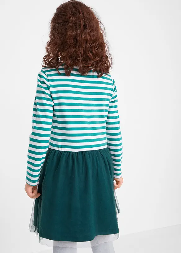 Meisjes jersey kerstjurk met tule, bonprix