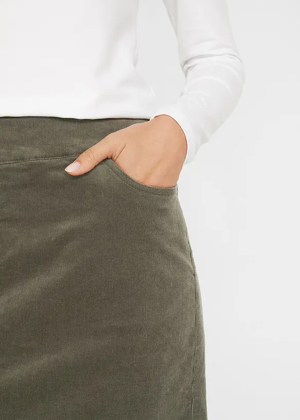 Stretch corduroy rok met een comfortabele band, bonprix