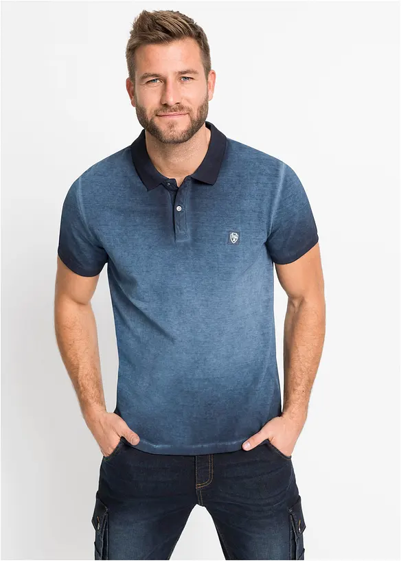 Piqué poloshirt in washed out used look, bonprix