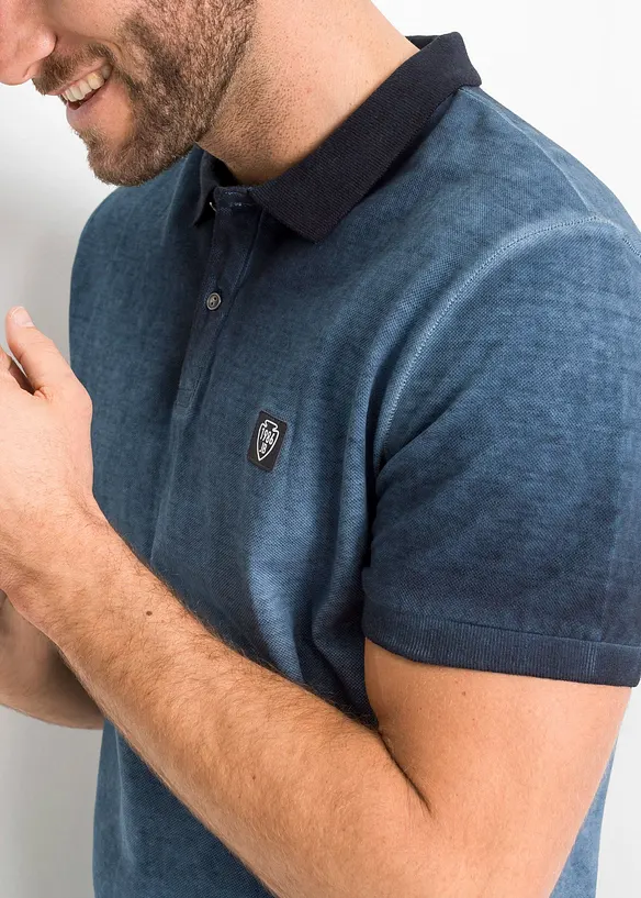 Piqué poloshirt in washed out used look, bonprix