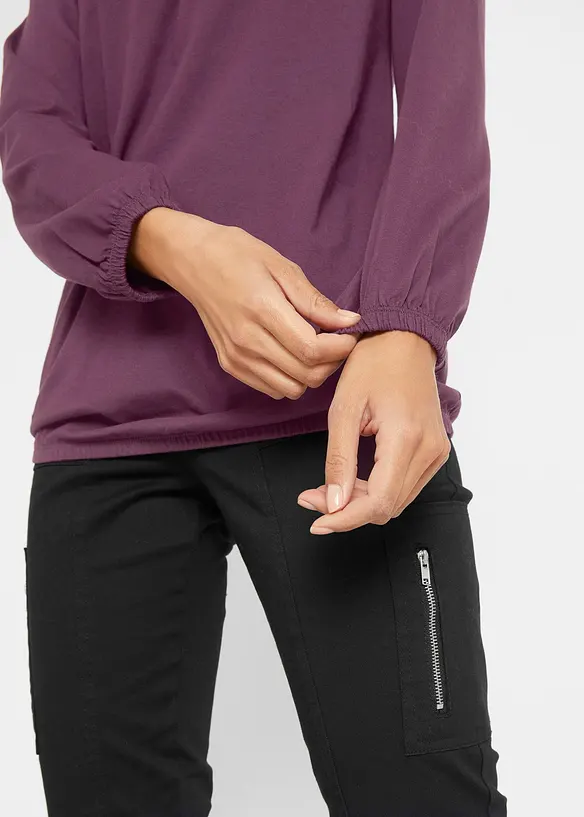 Katoenen longsleeve met elastiek van katoen, bonprix