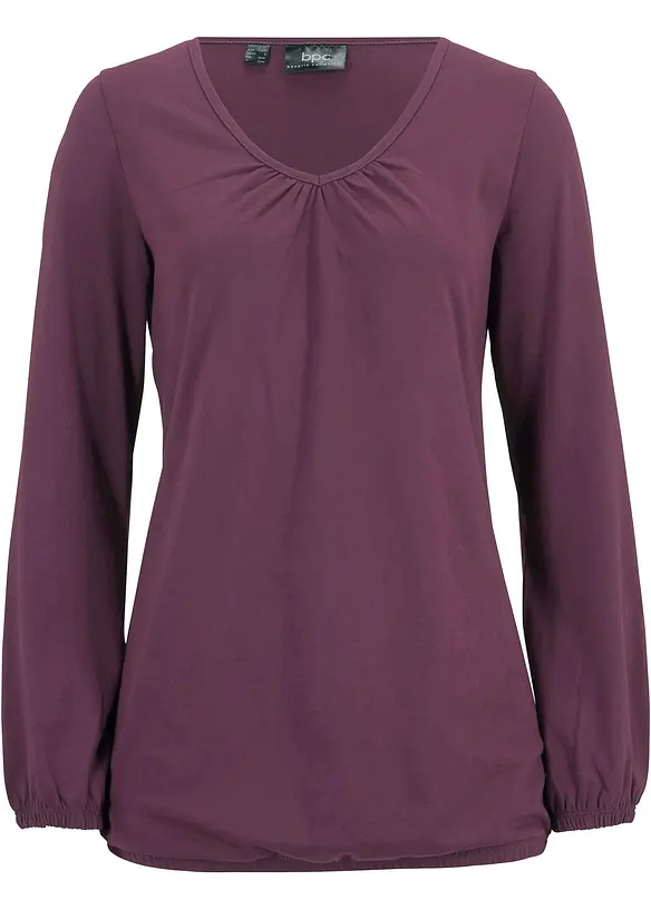 Katoenen longsleeve met elastiek van katoen, bonprix