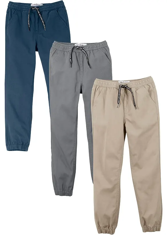 Joggingbroek regular fit van puur katoen (set van 3), bonprix