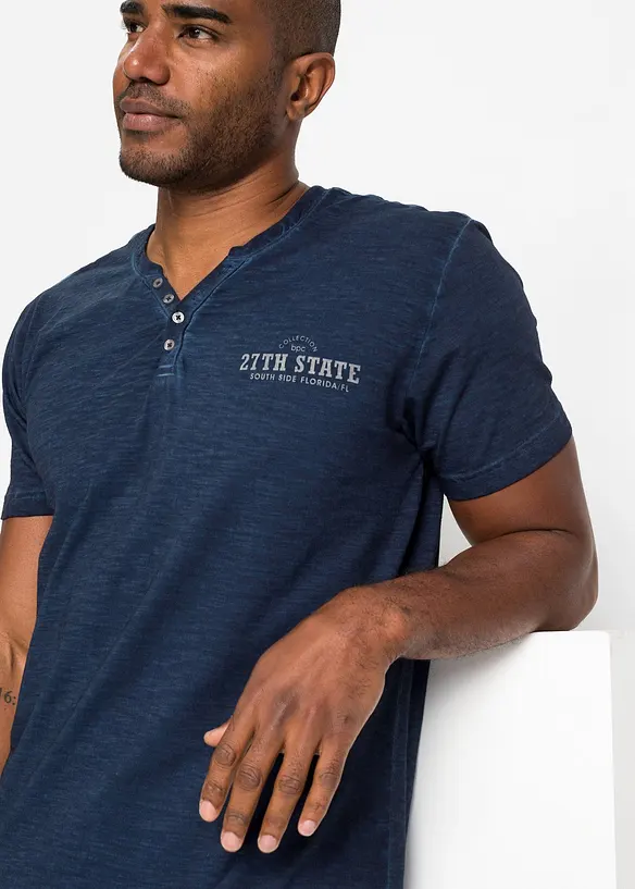 Henley shirt in washed out look, korte mouw, bonprix