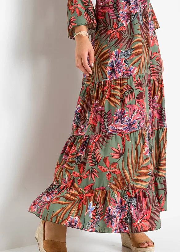 Gedessineerde maxi jurk van soepele viscose, bonprix