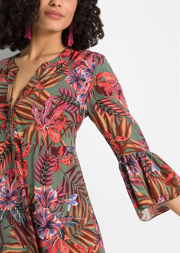 Gedessineerde maxi jurk van soepele viscose, bonprix