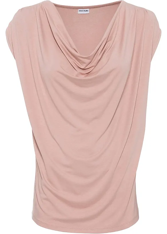 Shirt met watervalhals in een viscosemix, bonprix