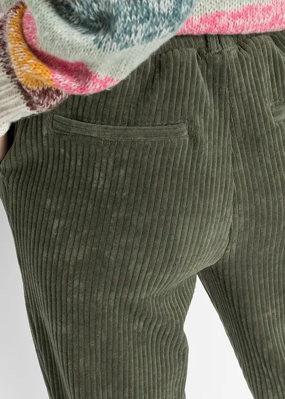 Broek in corduroy look met elastische band, bonprix