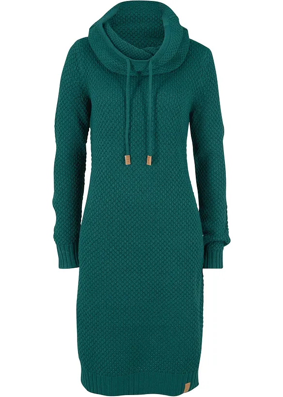 Gebreide jurk met sjaalkraag, bonprix