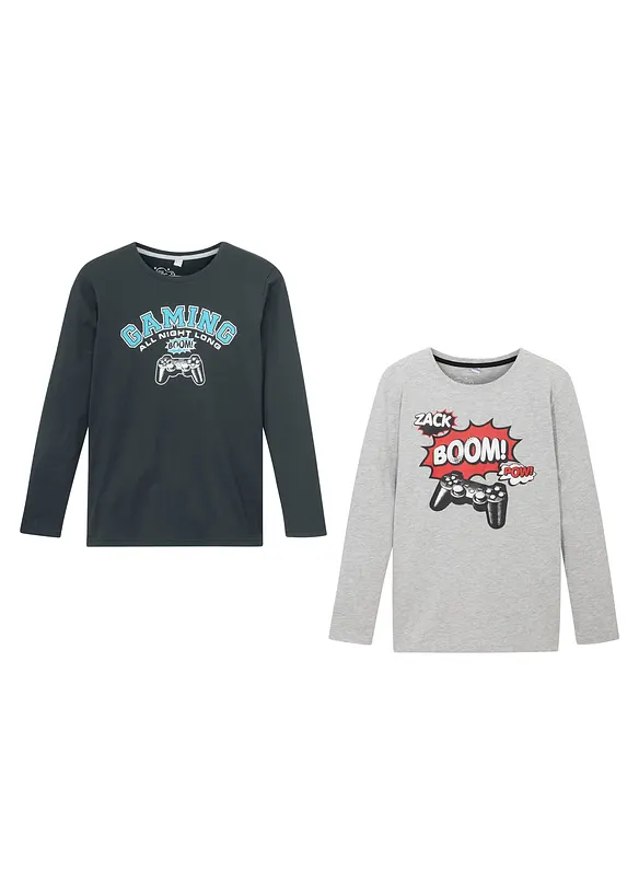 Jongens longsleeve met biologisch katoen (set van 2), bonprix