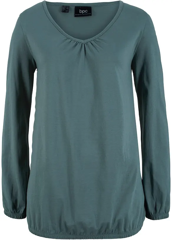 Katoenen longsleeve met elastiek van katoen, bonprix