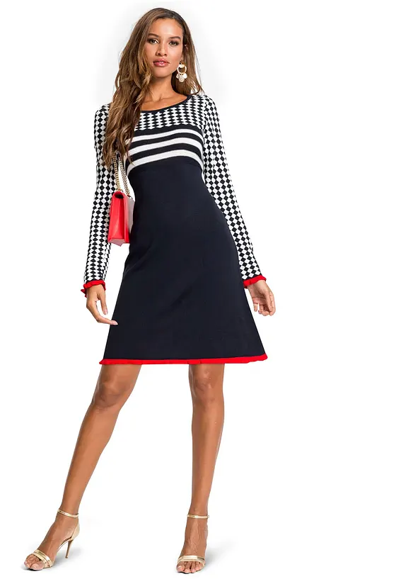 Gebreide jurk met ruches, BODYFLIRT boutique