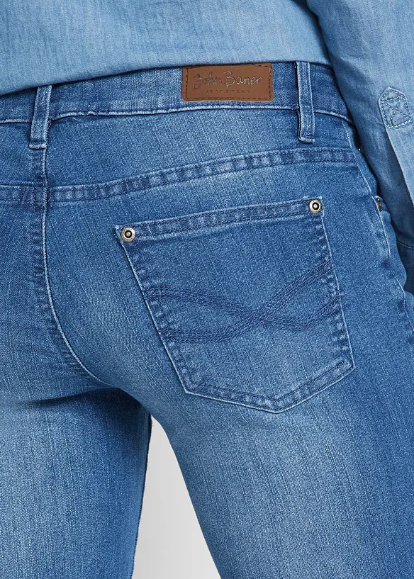 Bootcut stretch jeans, mid waist, bonprix