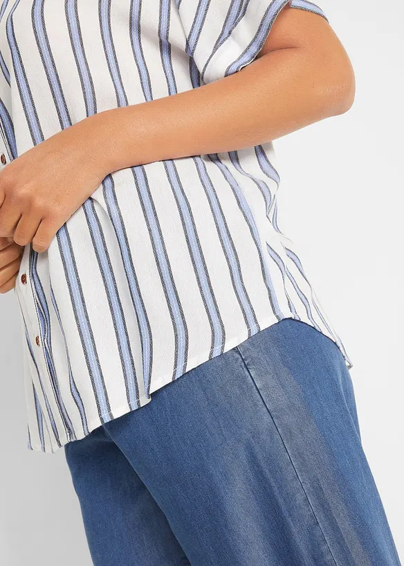 Crinkle blouse van soepele viscose, korte mouw, bonprix