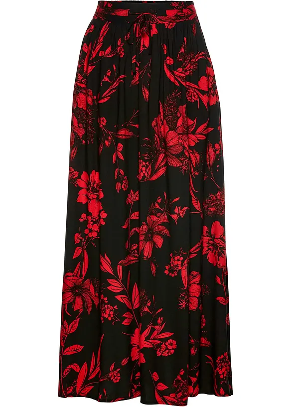 Maxirok van viscose met comfortband en strikkoordjes, bonprix