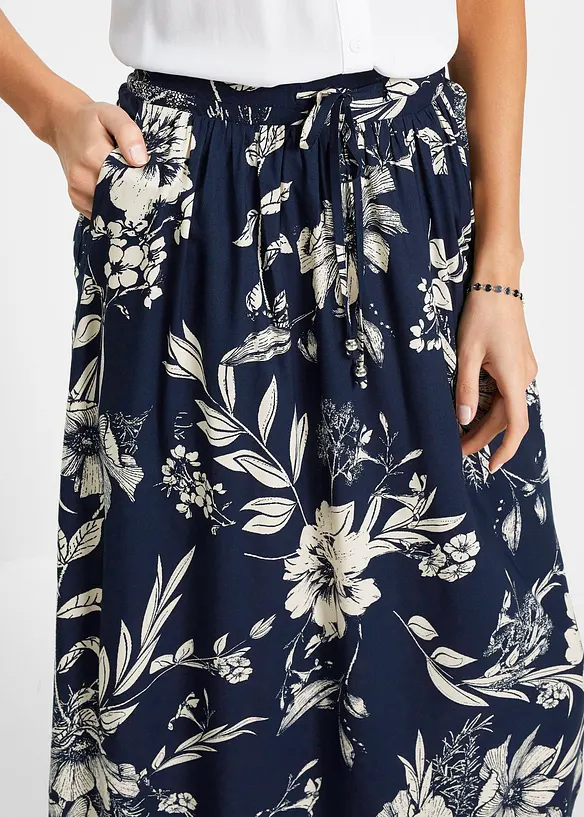 Maxirok van viscose met comfortband en strikkoordjes, bonprix
