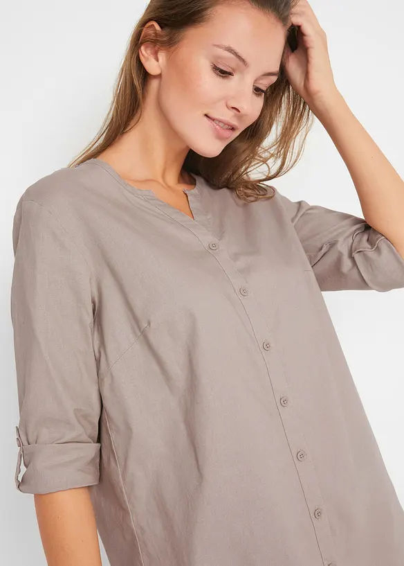 Blouse met linnen, 3/4 mouw, bonprix
