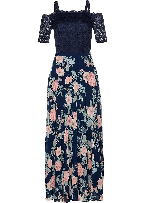 Chiffon jurk met kant en bloemenprint, bpc selection
