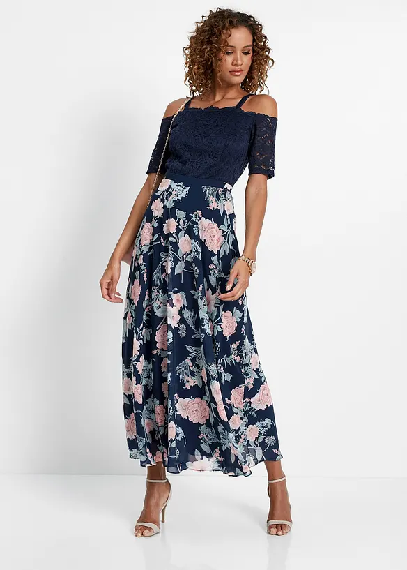 Chiffon jurk met kant en bloemenprint, bpc selection