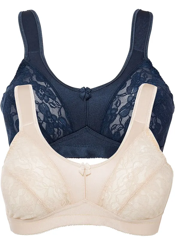 Steun bh zonder beugels met gewatteerde schouderbandjes (set van 2), bonprix
