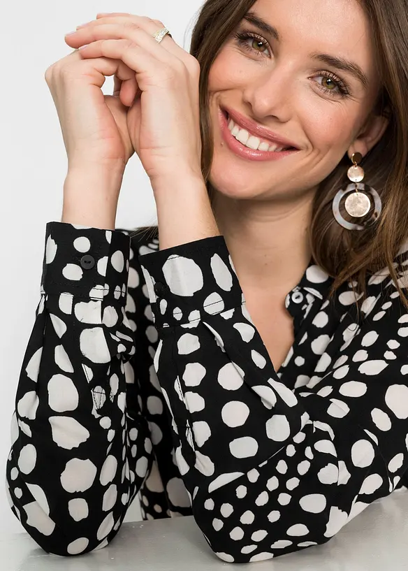 Gedessineerde, lange blouse van soepele viscose, bonprix