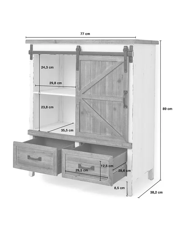 Kast met schuifdeur en 2 lades, bonprix