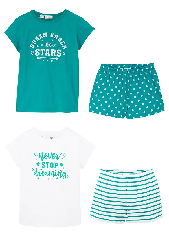 Shortama van katoen met korte mouwen (4-dlg. set), bonprix